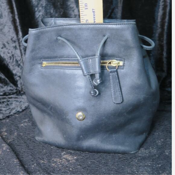 Coach Black Vintage Y2K Drawstring Leather C3W-9858 Daypack Legacy Top Handle - Picture 12 of 16